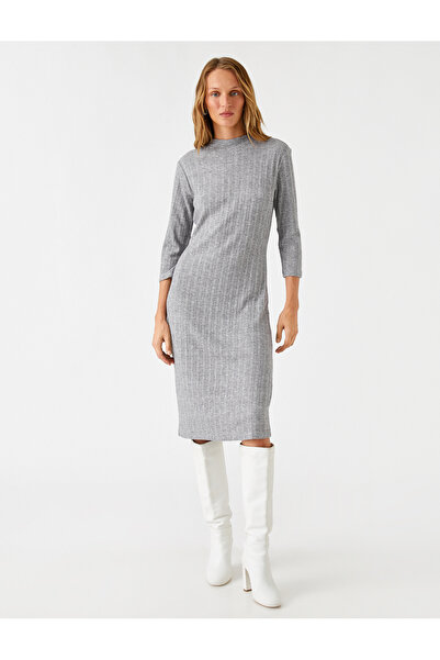 Koton Πλεκτό Φόρεμα ζιβάγκο με ραβδώσεις