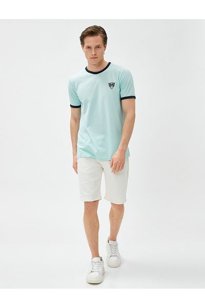 Koton Dog Embroidered T-Shirt Crew Neck Slim Fit Short Sleeve