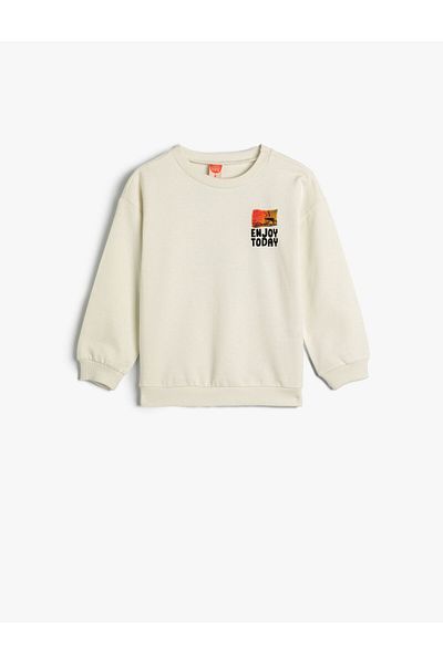 Koton Sweatshirt Long Sleeve Crew Neck Raised Cotton