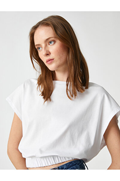 Koton Tricou crop din bumbac cu talie elastică și decolteu