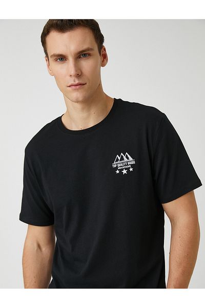 Koton Σλόγκαν Κεντημένο T-Shirt Crew Neck Κοντό μανίκι