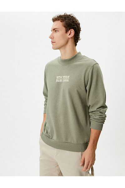Koton College Sweat Crew Neck Embroidered Detailed Long Sleeve Raised