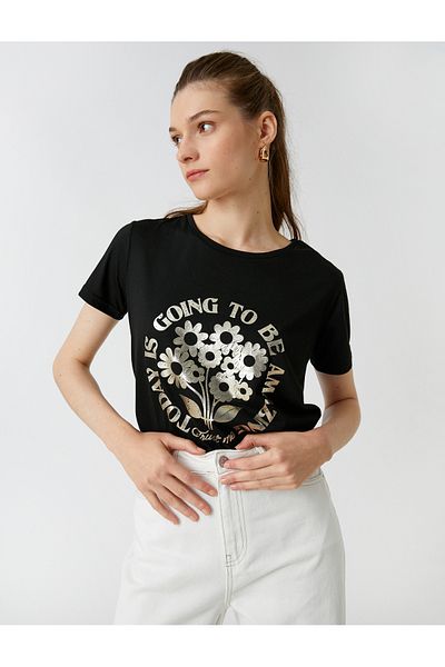 Koton Tricou imprimat cu mânecă scurtă cu decolteu