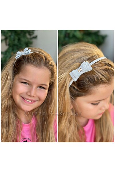 Queen Nelly حزام لامع معدني رفيع مستورد باللون الرمادي الفضي - تاج للأطفال مع...