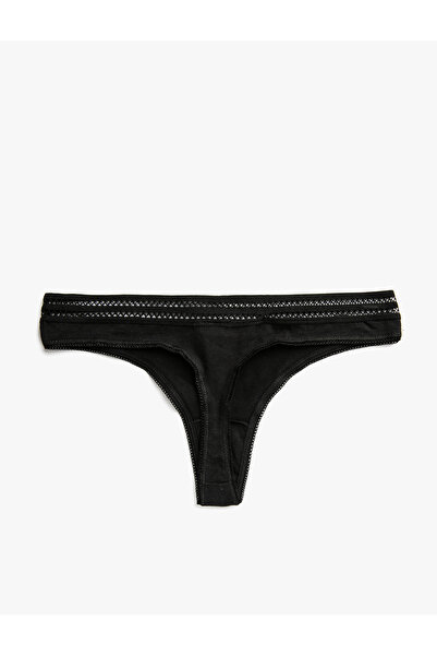 Koton Chiloți șiruri pentru femei din bumbac cu model minim - negru negru 3slk30017mk