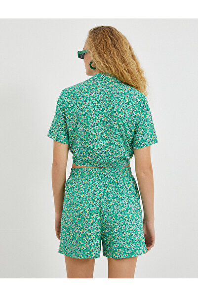 Koton Vzorovaná košile s krátkým rukávem a kravatou v pase