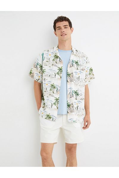 Koton Denim Shorts Elastic Waist Buttoned Pocket Detailed Layered Legs