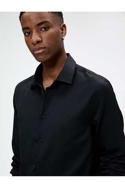 Koton Sporting Slim Fit Classic gallérral, hosszú ujjú, nem vasalható