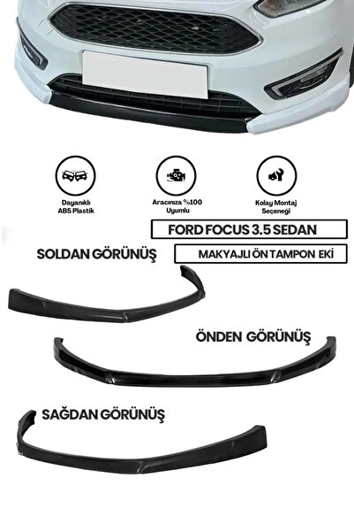 Genel Markalar Ford Focus 3.5 2015-2018 Uyumlu Boyasız Mat Siyah Ön Ek Plastik