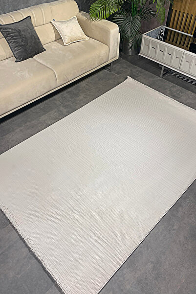 Halı Sepeti Luxess Bukle 1120 Krem Hav Toz Vermez Salon Halısı Kesme Halı Yolluk Kaymaz Taban Halı