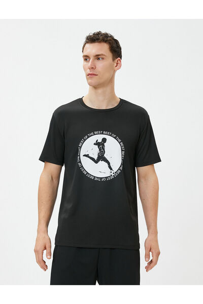 Koton Αθλητικό μπλουζάκι με στάμπα ποδοσφαίρου με κοντό μανίκι με λαιμόκοψη