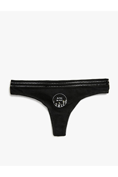 Koton Chiloți șiruri pentru femei din bumbac cu model minim - negru negru 3slk30017mk