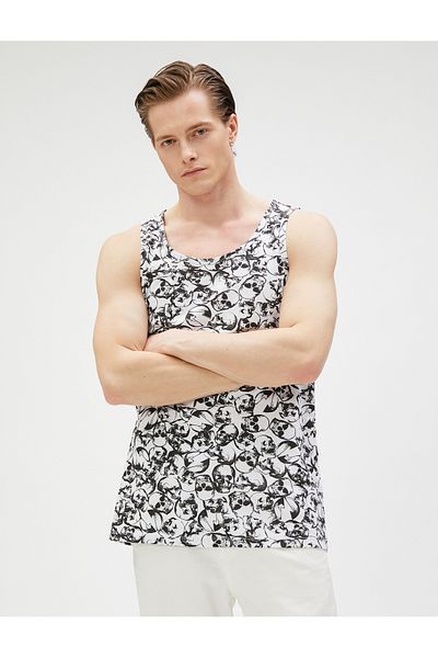 Koton Skull printed Undershirt με στρογγυλή λαιμόκοψη, λεπτή κοπή