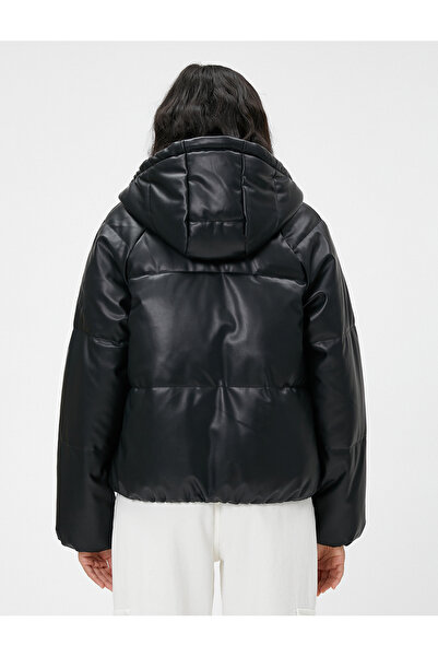 Koton Jachetă puffer aspect piele cu glugă