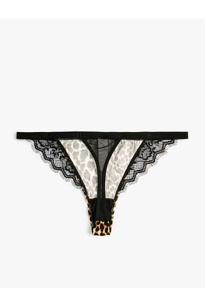 Koton String Panties Lace Leopard Patterned