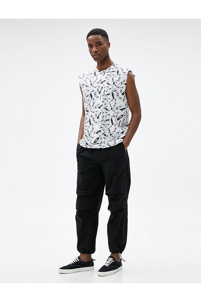 Koton Μπλούζα Tank Top Αμάνικο Crew Neck Skateboard με στάμπα