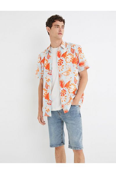Koton Bermuda Denim Shorts Layered Leg Detail Pocket Buttoned