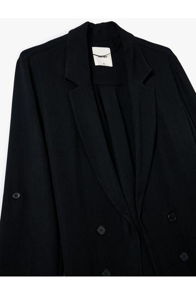Koton Blazer Ceket Kruvaze Düğmeli Katlanabilir Kollu Rahat Kesim