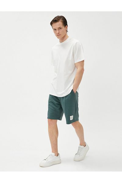 Koton Shorts with Lace Waist, Pocket Detail, Ribbed Label