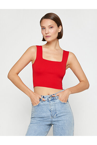 Koton Короткий топ на широких бретелях з квадратним вирізом