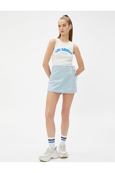 Koton Crop Athlete College Printed Ribbed