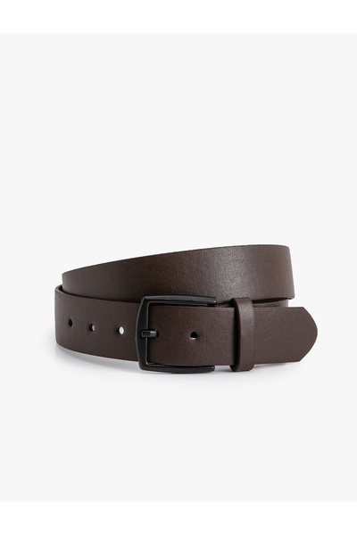 Koton Leather Look Belt with Metal Buckle