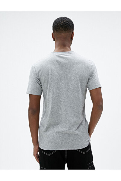 Koton Slogan Baskılı Tişört Bisiklet Yaka Dar Kesim Kısa Kollu