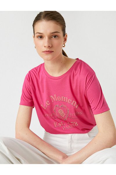 Koton T-Shirt T-Shirt με κοντό μανίκι με λαιμόκοψη