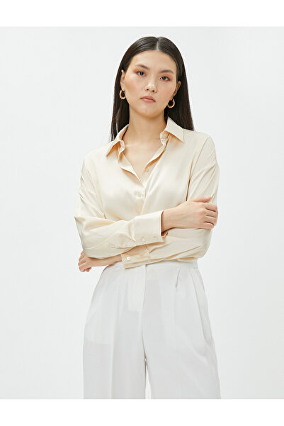 Koton Saten Gömlek Düğmeli Uzun Kollu