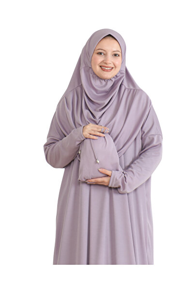 Modish Group Pursed Prayer Dress Scarf Ready Hijab Clothing Turban Muslim Clothes Suit - Lilac