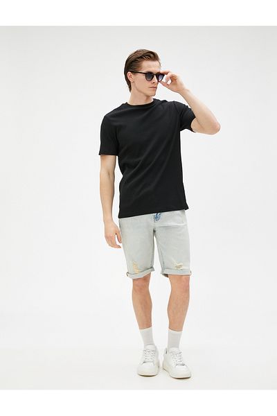 Koton Bermuda-Jeansshorts mit detaillierten Baumwolltaschen
