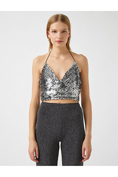 Koton Crop Flitrová halenka tenká ramínka