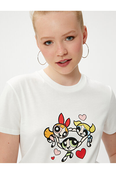 Koton Тениска Power Puff Girls с щампа и кръгла яка с къс ръкав