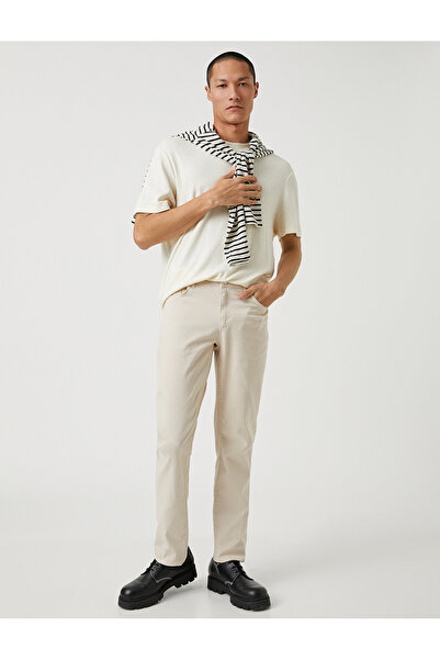 Koton Basic Παντελόνι Gabardine Λεπτομερής τσέπη με λεπτή εφαρμογή