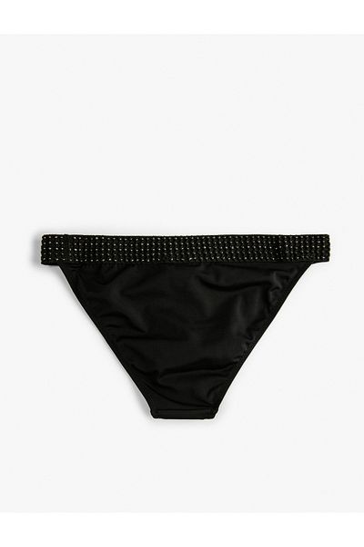 Koton Partea de jos a bikini brodat cu talie normală din țesătură mată