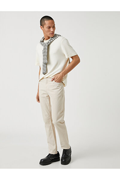 Koton Basic Παντελόνι Gabardine Λεπτομερής τσέπη με λεπτή εφαρμογή