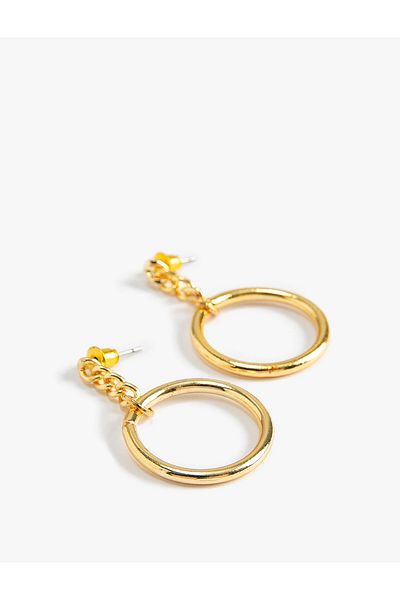 Koton Earrings Dangle Chain Detailed Geometric Shaped