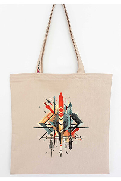 F17 Ajans Τσάντα από λινό ύφασμα με σχέδιο με πούπουλα με τύπωμα