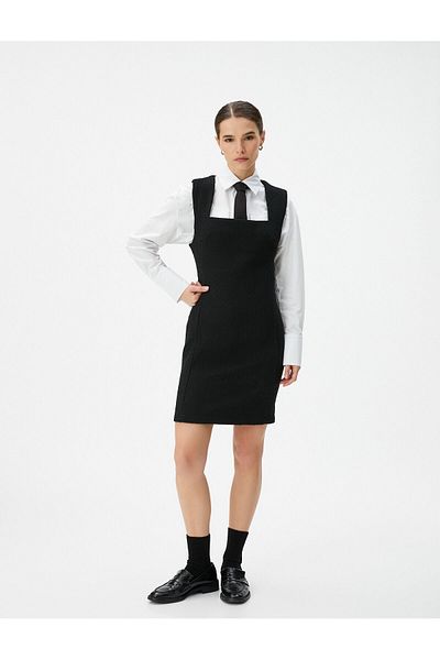 Koton Schwarzes Damenkleid 3WAK80071UW