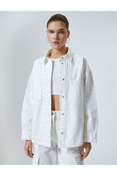 Koton Μπουφάν υπερμεγέθης με κοσμήματα πολύ μακριά τσέπη