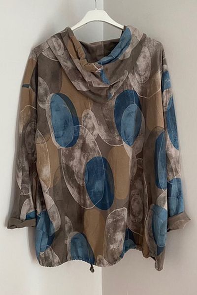 AYASOFYA OTANTIK Women's Italian Mink Hooded Zipper Bag Pocket Oversize Loose Cotton Jacket Cardigan