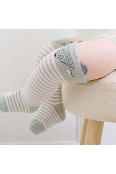 OEM Sosete lungi cu animalute Drool ( Culoare: Gri cu dungi)