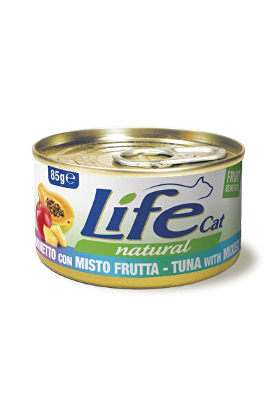 Life Cat طعام القطط المعلب بالتونة والفواكه المختلطة - 85 جرام