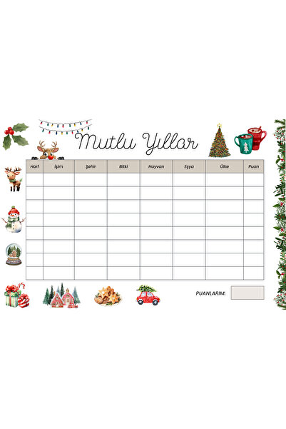 lafazan 10 Adet İsim Şehir Oyunu Yılbaşı Oyunu Yeni Yil Hediyesi