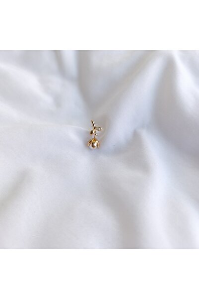 tezz Rodyum Vip İncili Gül Küpe