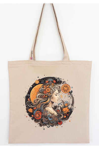 F17 Ajans حقيبة قماش كتان مطبوعة بالسماء