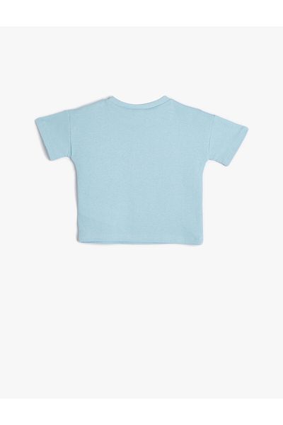 Koton Basic T-Shirt Short Sleeve Sun Embroidered Crew Neck Cotton