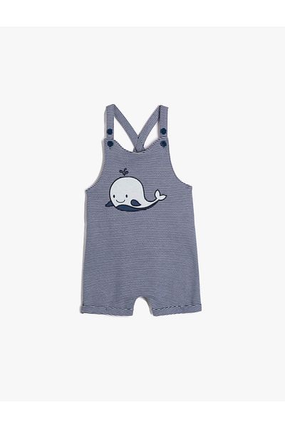 Koton Jumpsuit-Salopet-Applikation, detaillierter verstellbarer Riemen