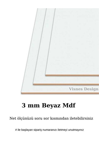 VISNES Özel Ölçü Mdf Dolap Arkalığı 3 Mm Mdf Plaka Levha Resim Altlığı Beyaz