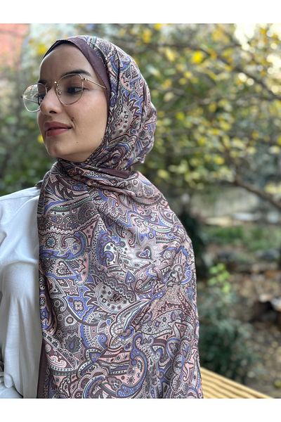 shalby Hijab Gerbera Pattern Cotton Soft Shawl Lilac - Purple